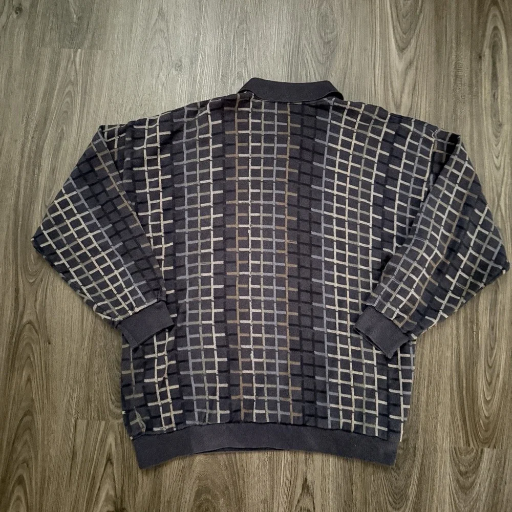 Vintage Tundra Sweater Mens XL Black Multi1/4 Zip Chunky Knit Made in Canada 90s